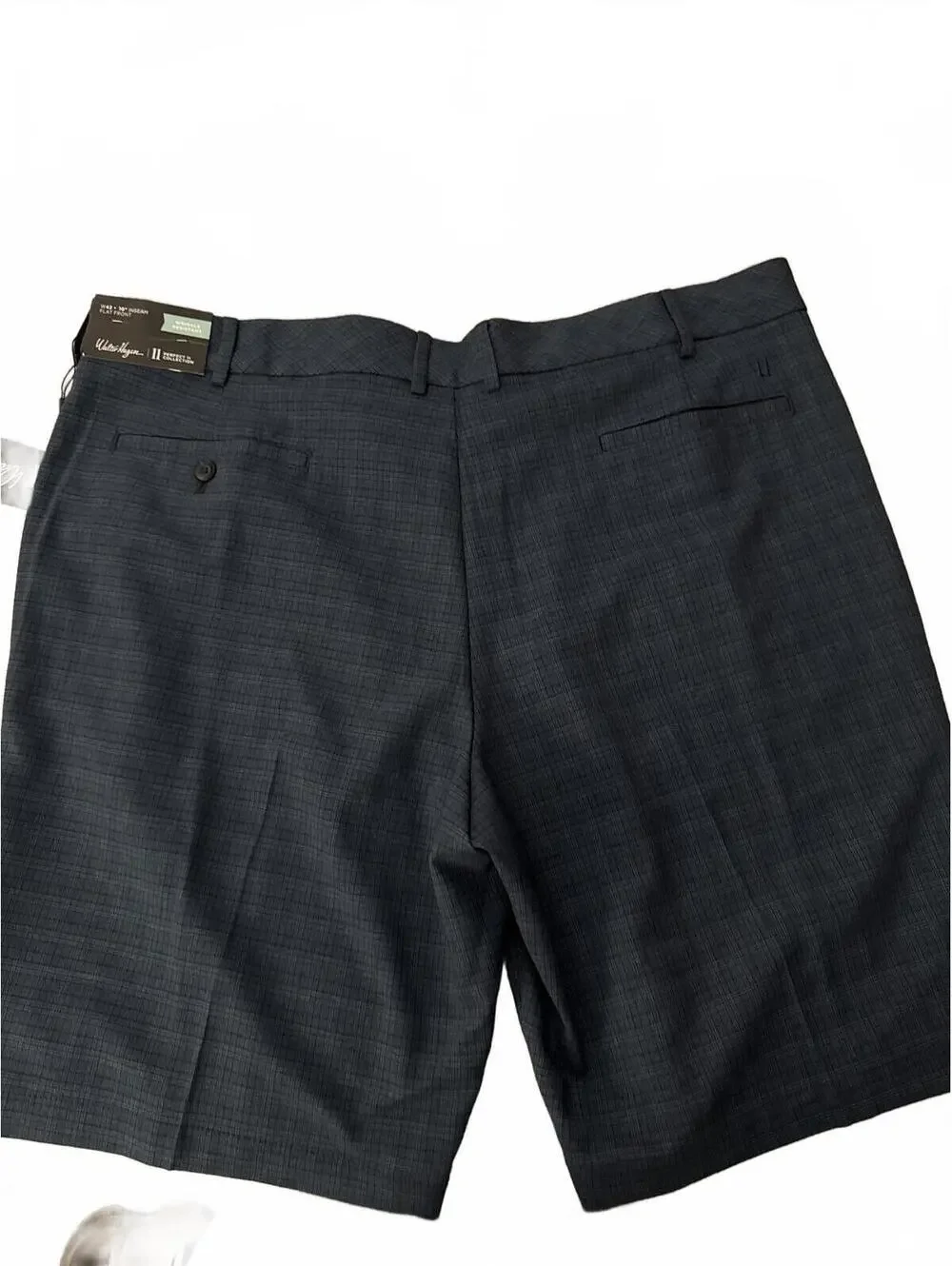 Walter Hagen 11 Men's Plaid Golf Shorts Waist 42 Navy/Black Flat Front